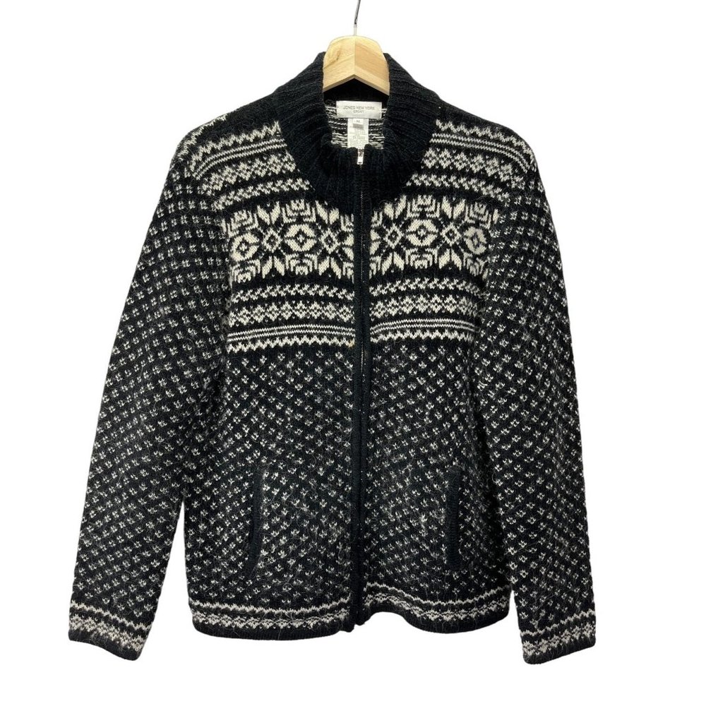 90’s VTG Jones New York Sport Scandinavian, Full Zip Cardigan, Women's Medium
